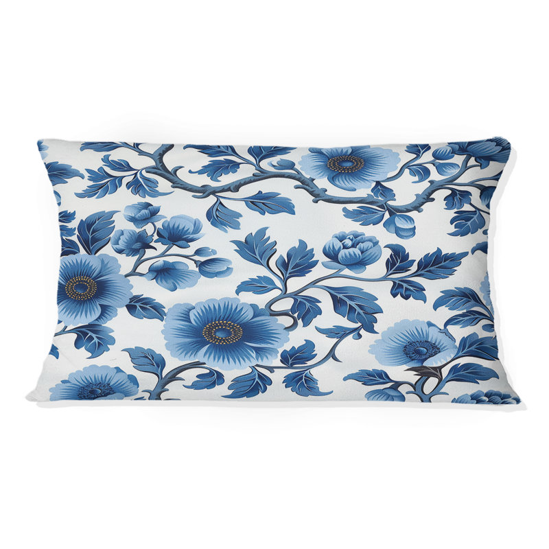 Cobalt bleu floral transitionnel IV - Coussin lombaire transitionnel