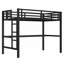 Structure de lit simple de taille mezzanine en métal avec prises de courant intégrées et lumières DEL, conception compacte et peu encombrante, noir profond