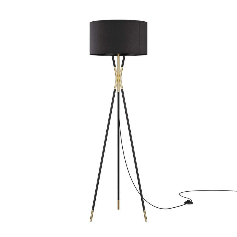 Audrey 60'' Black Matte Tripod Floor Lamp with Oversized Drum Shade