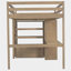 Lit mezzanine en bois pleine grandeur avec garde-robe intégrée, bureau, tablettes de rangement et tiroirs, noyer (ancien SKU: GX000466AAD)