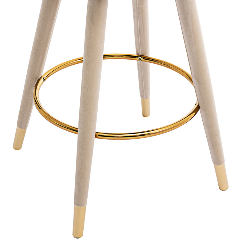COOLMORE Counter Height Bar Stools Set Of 2 For Kitchen Counter Solid Wood Legs With A Fixed Height Of 360 Degrees, Beige