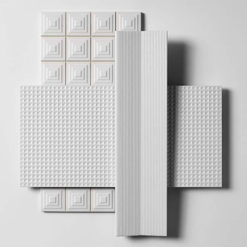 Kinzie 4x16 Concave 3D Matte Ceramic Tile, White