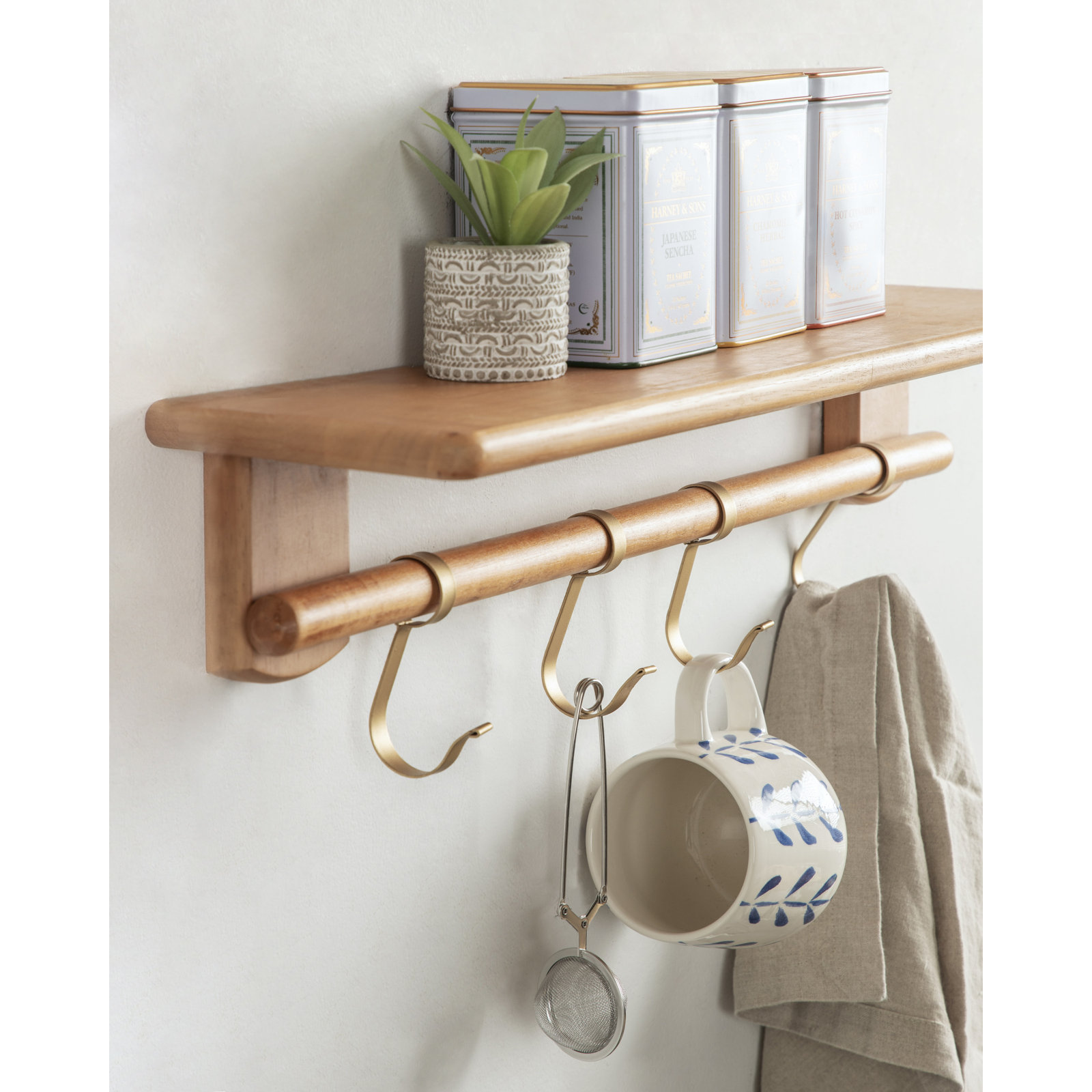 Faustina Floating Shelf with Hooks