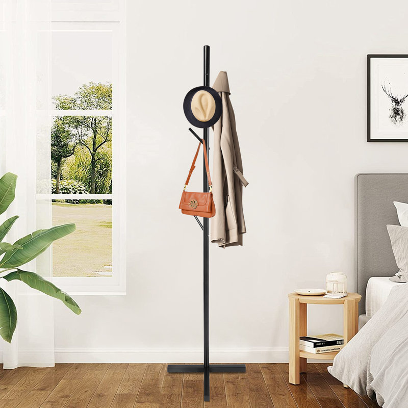 Dianthe Modern Free-standing Metal Coat Rack W/7 hooks, Black