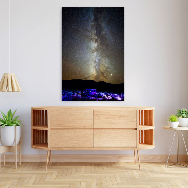 Old Car Frame Under Night Sky, Great Basin National Park, Nevada, Usa Abstract Vintage Landscape Nature Wall Art