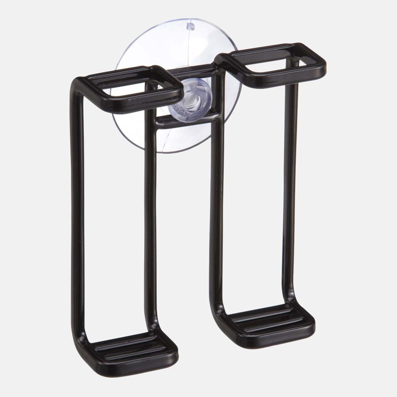 Black Steel Suction Cup Toothbrush Holder