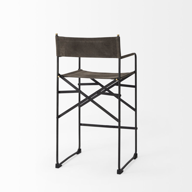 Direttore Dark Brown Leather and Metal Bar Stool