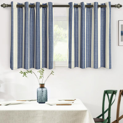 Semi Sheer Grommet Linen Chris Stripe Patterned Curtains