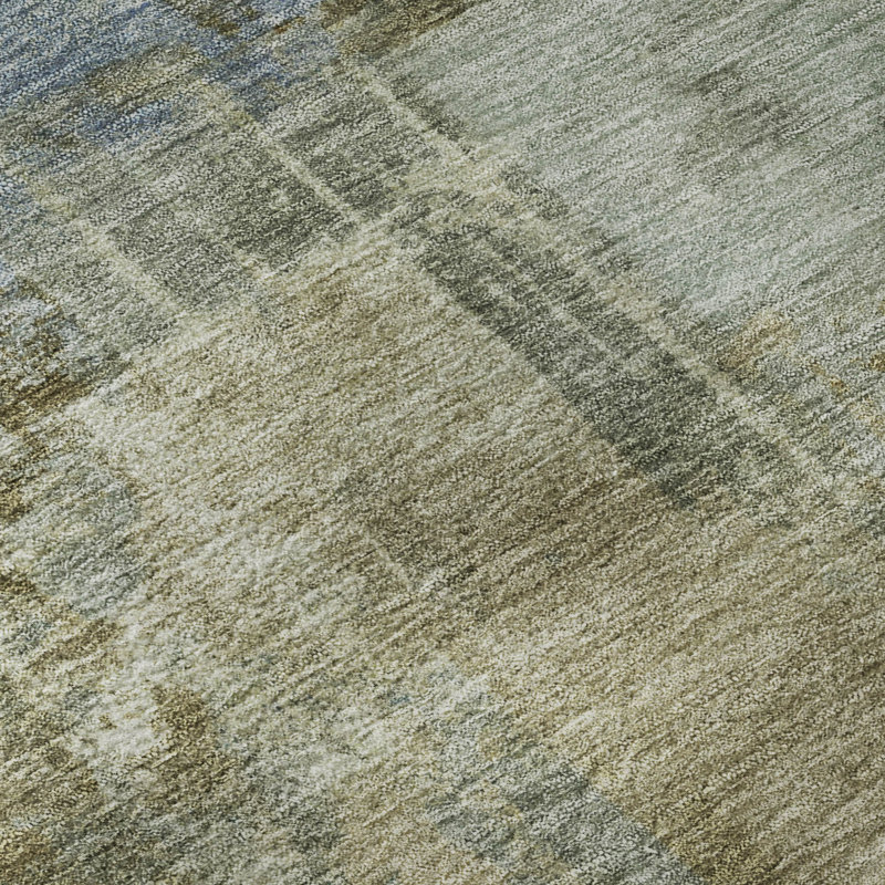 Tapis abstrait lavable à la machine de qualité supérieure Mayfield AMF2069, Vert, 3 pi x 5 pi