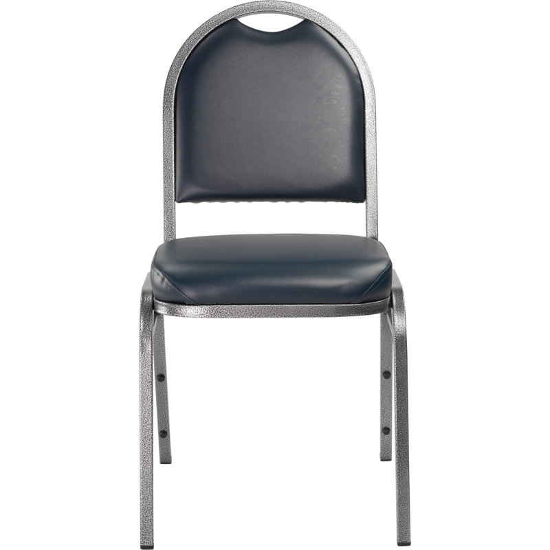 Chaise empilable en vinyle de qualité supérieure NPS 9200 Series (paquet de 4), Bleu minuit, Filon d'argent