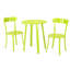 Bistro d'extérieur en fer, couleur vert lime, avec 2 chaises et 1 table laquées, idéal pour les réceptions.