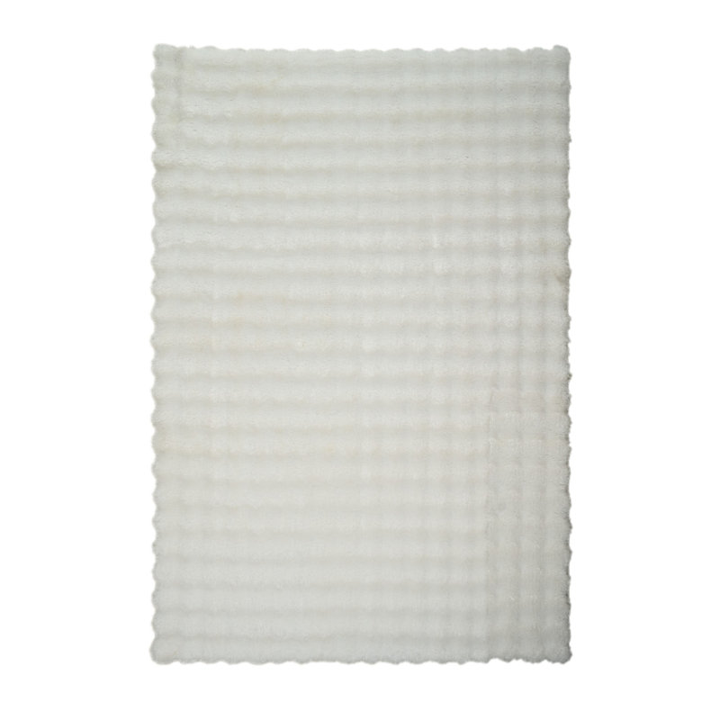 Tapis blanc tissé à la main à motif moderne Sunny Collection, Rectangulaire 8 pi x 10 pi