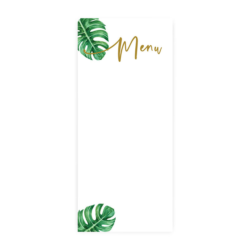Feuilles de menu de feuilles de mariage tropicales imprimables pour imprimantes de bricolage, paquet de 52