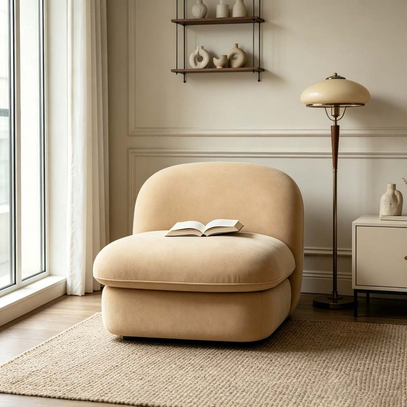 Fauteuil d'appoint pivotant, base en métal à 360 degrés avec revêtement en velours, Tissu kaki