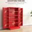Armoire de cuisine rouge avec 12 tablettes de porte, 5 casiers de rangement substantiels, 41 po, tablettes pratiques