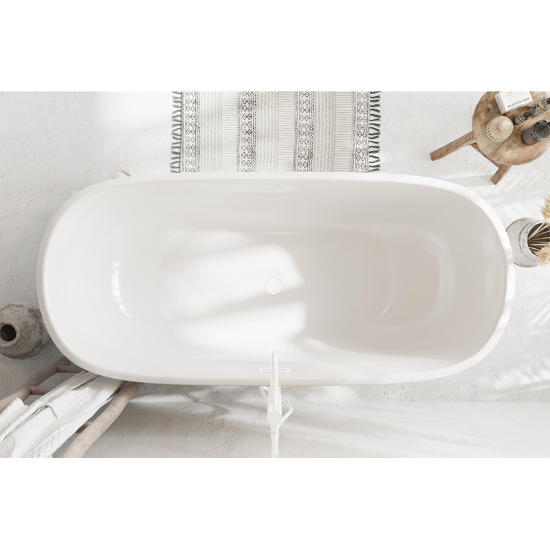 Chaylynn 67'' x 31'' Soaking Acrylic Bathtub, Polished White