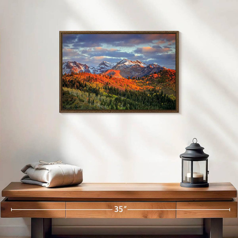 Mont Wasatch, 19 po x 13 po, Cadre flottant en noyer