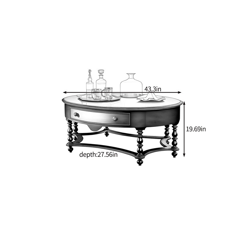 Table basse pratique, H 19,69 po x L 43,3 po x l 27,56 po