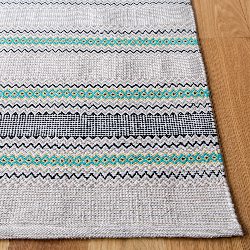 Breckenridge Hand Woven Cotton Striped Rug, Rectangle 5' x 8'