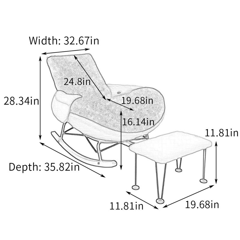 Chaise berçante ergonomique, Gris, Blanc