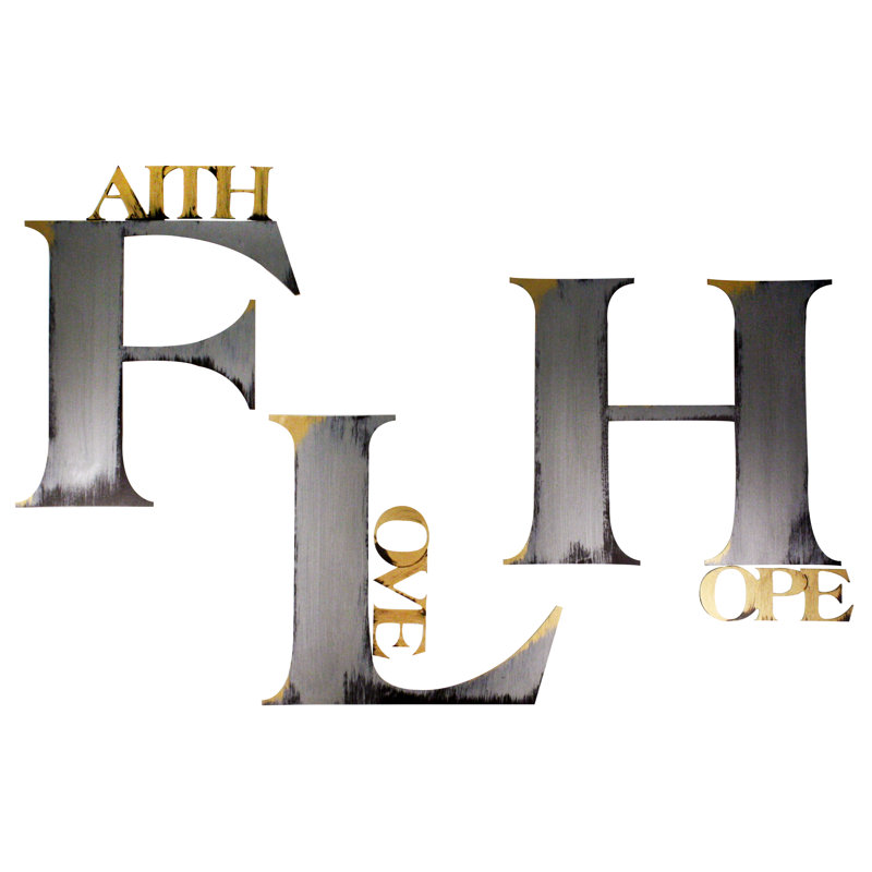 Ensemble de 3 décorations murales Faith, Hope, Love