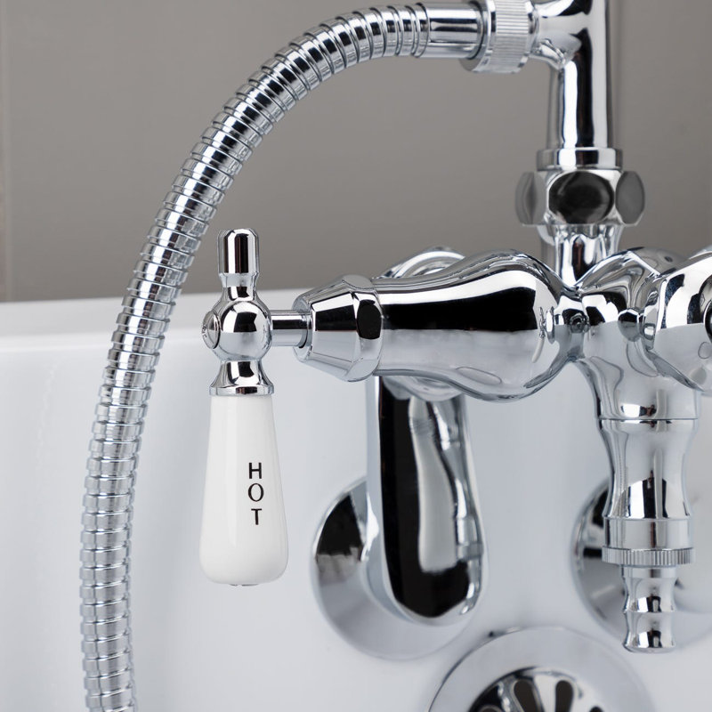 Robinet de baignoire sur pattes à 3 poignées, Chrome