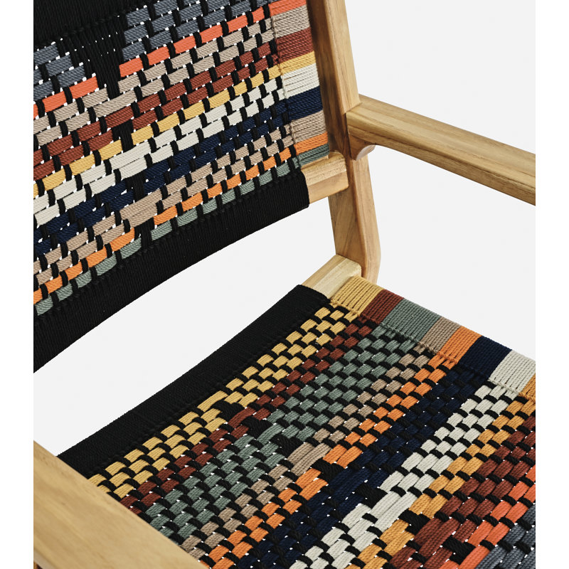 Chontales Dining Chair with Armrest in San Geronimo Manila, Natural San Geronimo Manila, Teak