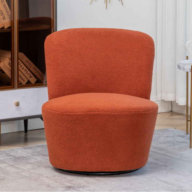 Berrier Boucle Swivel Barrel Chair, Orange