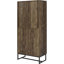 Armoire de rangement haute avec 8 compartiments, chêne rustique et bronze, idéale pour les articles de garde-manger