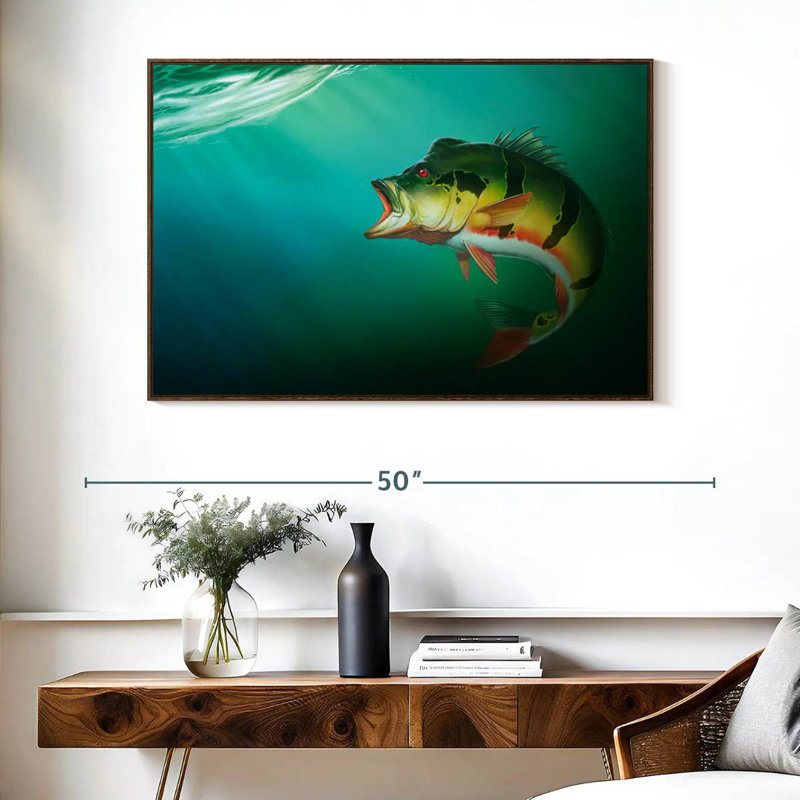 Peacock Bass, Cadre flottant noyer, 40 po x 27 po