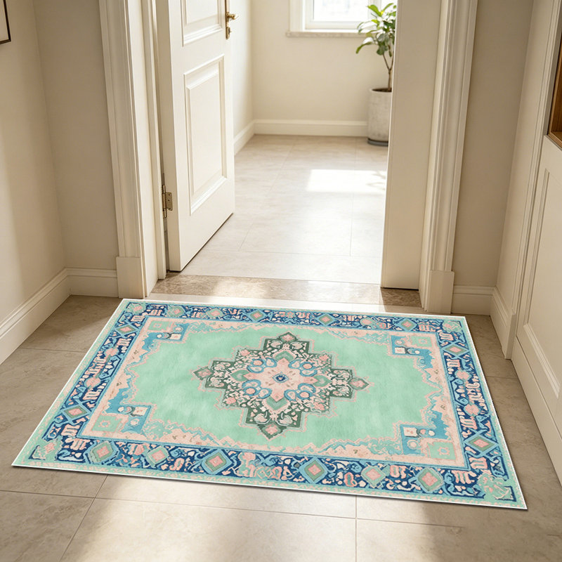 1PC Vintage Persian Medallion Sage Green Bohemian area rugs for Living Room, Soft and Comfortable, Suitable for all seasons, easy-to-maintain, machine washable Indoor floor mat, Under Table Farmhouse suitable for dining room, bedroom, kitchen...
