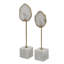 Statues décoratives en agate blanche S / 2 avec support en aluminium doré et piédestal en marbre-1720693509
