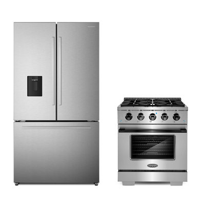 Cosmo 3 Piece Kitchen Appliance Package with French Door Refrigerator , 30'' Gas Freestanding Range -  COS-3PKG-521