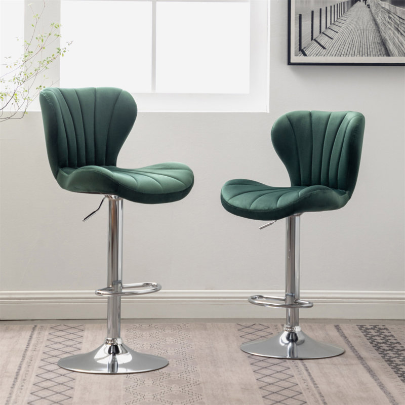 Ensemble de 2 tabourets de bar rotatifs réglables Ellston, Vert, Vert