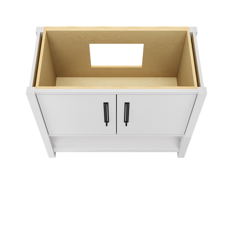 Kiawah Single Bath Vanity, Strong White, Matte Black, 42"