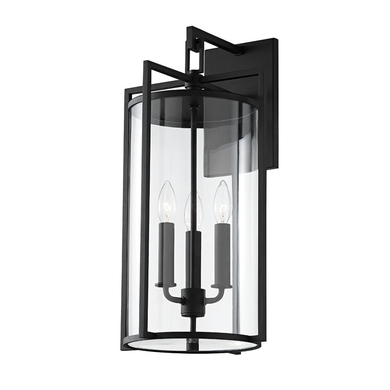 Petite applique murale d'extérieur 1 lumière - Noir texturé, Noir, H 21,5 po x l 11 po x P 12 po