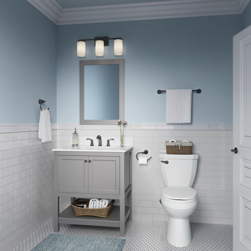 Meuble-lavabo 3 lumières 22 po Verlana - Noir mat, 22 po de largeur, Noir mat, Trois lumières
