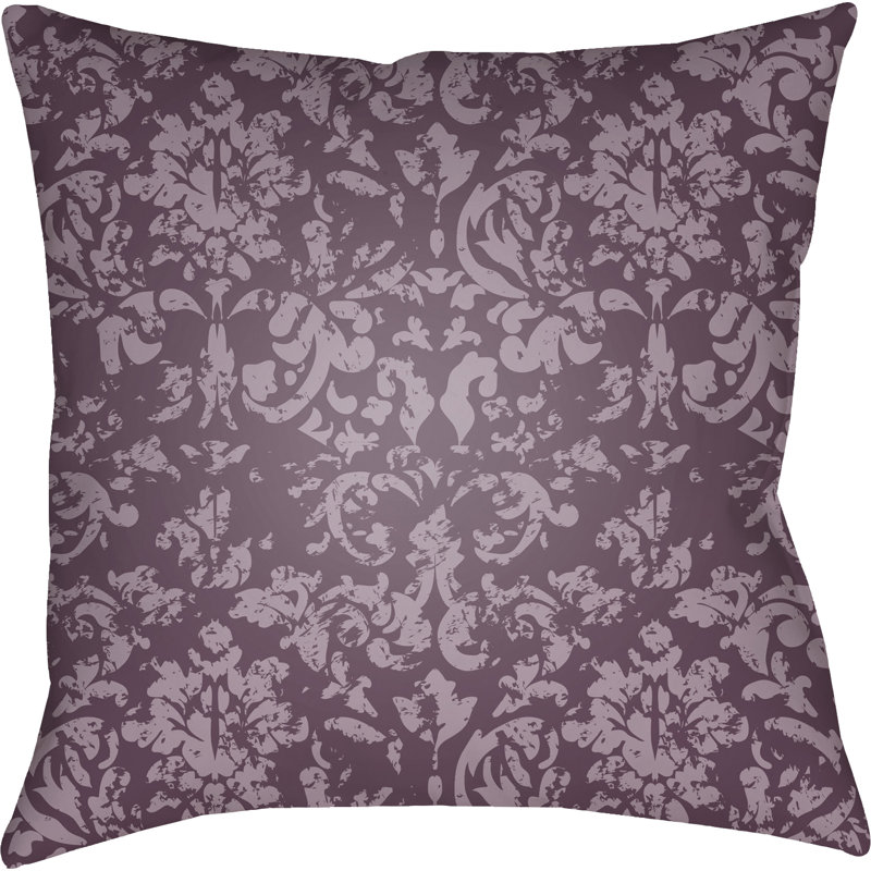 Damask Throw Pillow, 18" H x 18" W x 4" D, Purple