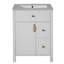 Meuble-lavabo de 24 pouces avec lavabo en céramique, 1 porte à fermeture en douceur, 2 tiroirs à fermeture en douceur et 2 supports de rangement sur la porte