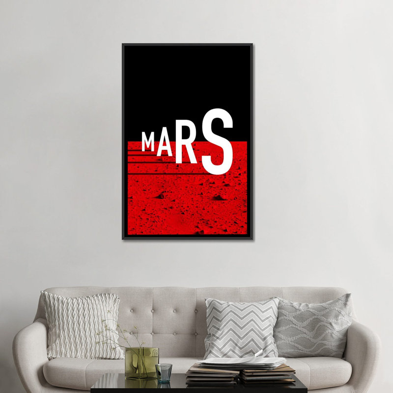 « to mars », reproduction d’impression sur toile, H 26 po x l 18 po x P 1,5 po, Toile avec cadre noir, Pas de tapis