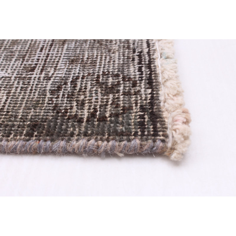 Tapis unique en laine noué à la main gris foncé / taupe nouvel âge 9 pi 3 po x 10 pi 7 po Michiko