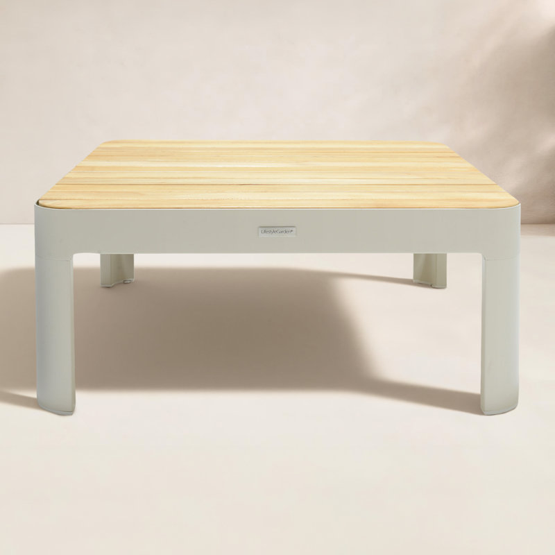 Brix Teak Patio Coffee Table, 28" W x 28" L x 12.5" H, Natural, Gray