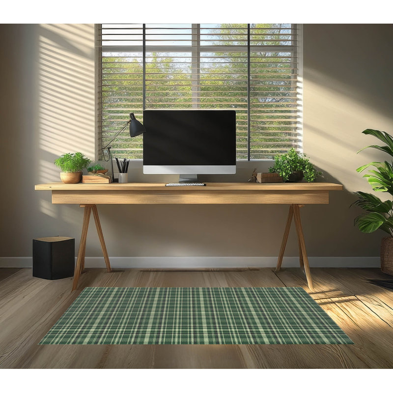 Tapis de bureau Rocky Tartan, L 3 pi x L 2 pi, Vert