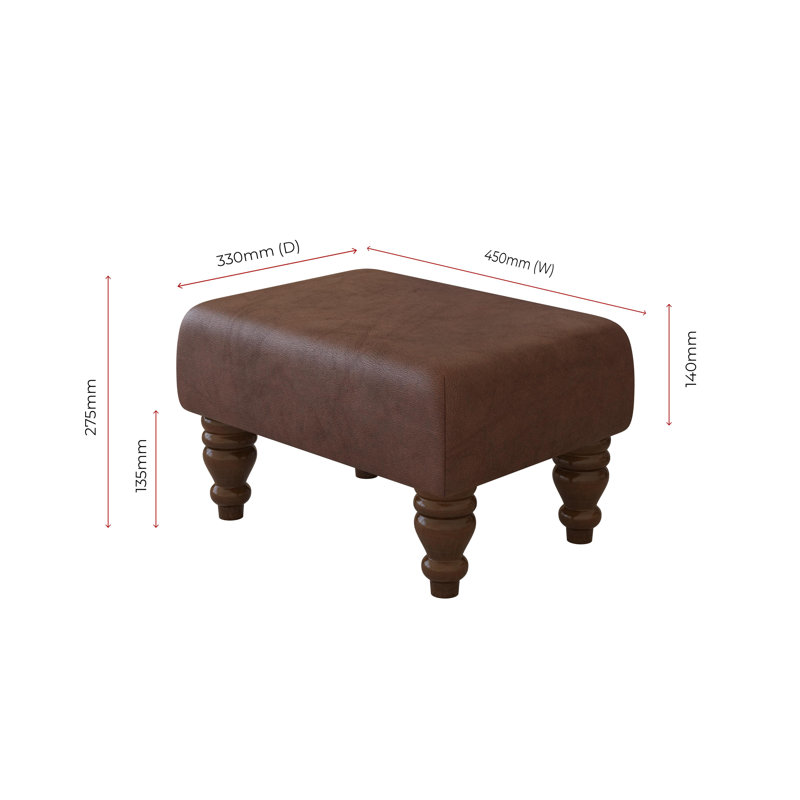 Manufactured Wood Accent Stool, Chestnut Brown, Mahogany, Italian Leather