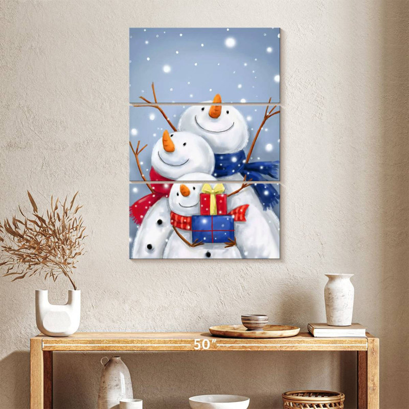 Trois bonhommes de neige Lelend II, H 38 po x l 24 po