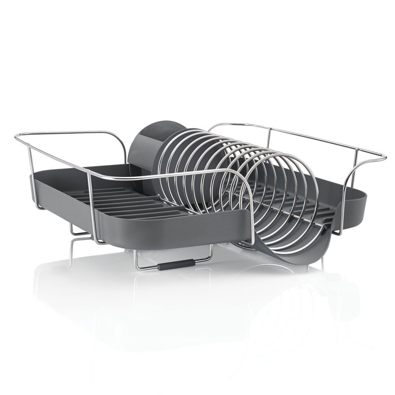 Spring Dish Rack | Rust-Resistant Stainless Steel | Gray | Sink/Surface Mount
