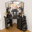 Kialen Modern Corner Makeup Vanity with 10  LED Lights, Tri-Fold Mirrors and 5 Drawers-678398331