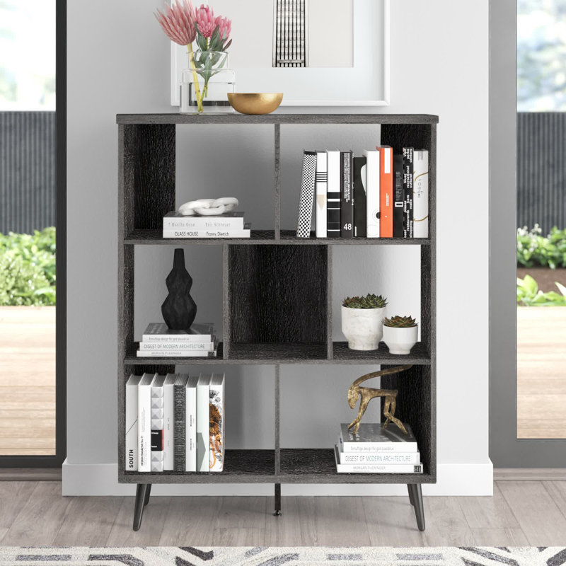 Bibliothèque à cubes H 48,43 "x l 37,4" Nakamura, Noir bois de frêne