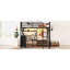 Lit mezzanine double avec bureau et tablettes de rangement, lumières à DEL en métal, garde-robe d'escalade sécuritaire pour station de charge, support robuste pour les charges lourdes-514366083