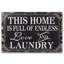 16" X 24" Black and White Endless Love And Laundry Wood Wall Decor